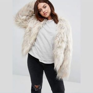 ASOS Alice & You Faux Fur Yeti Coat Size: 20 Plus Women’s Pastels